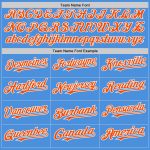 Personalized Electric Blue Baseball Jersey with Orange-White Lines Personalized Electric Blue Orange-White Line Baseball
