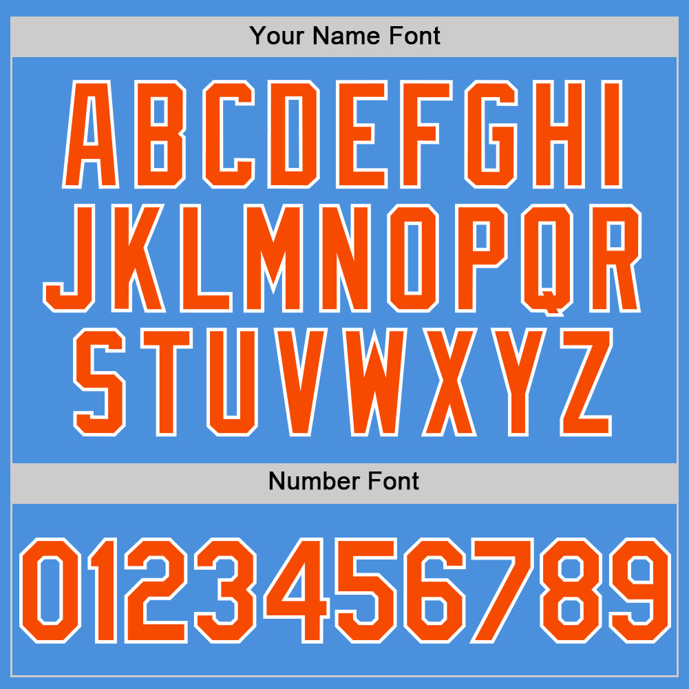 Personalized Electric Blue Baseball Jersey with Orange-White Lines Personalized Electric Blue Orange-White Line Baseball - Image 5