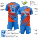 Personalized Electric Blue Orange White Line Soccer Jersey Sublimation Uniform Personalized Electric Blue Orange-White Line