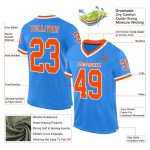 Customizable Throwback Football Jersey - Personalized Electric Blue Orange-White Mesh Team Name & Number Personalized Electric