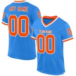 Personalized Electric Blue Orange White Throwback Football Jersey Mesh Design Personalized Electric Blue Orange-White Mesh