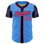 Custom Personalized Baseball Jersey - Electric Blue Pink Black, 3 Colors, Arm Shapes, Team Name & Number Personalized Electric