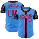 Custom Personalized Baseball Jersey - Electric Blue Pink Black, 3 Colors, Arm Shapes, Team Name & Number Personalized Electric