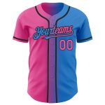 Custom Gradient Baseball Jersey with Electric Blue Pink-Black Design, Personalized Team Name & Number Personalized Electric
