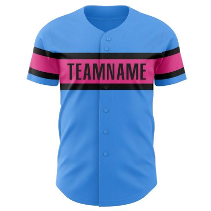 Personalized Electric Blue Pink Black Baseball Jersey for Men and Women Personalized Electric Blue Pink-Black Baseball Jersey