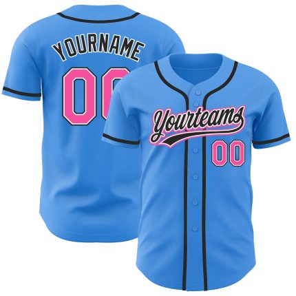 Personalized Electric Blue Pink Black Baseball Jersey for Men and Women Personalized Electric Blue Pink-Black Baseball Jersey