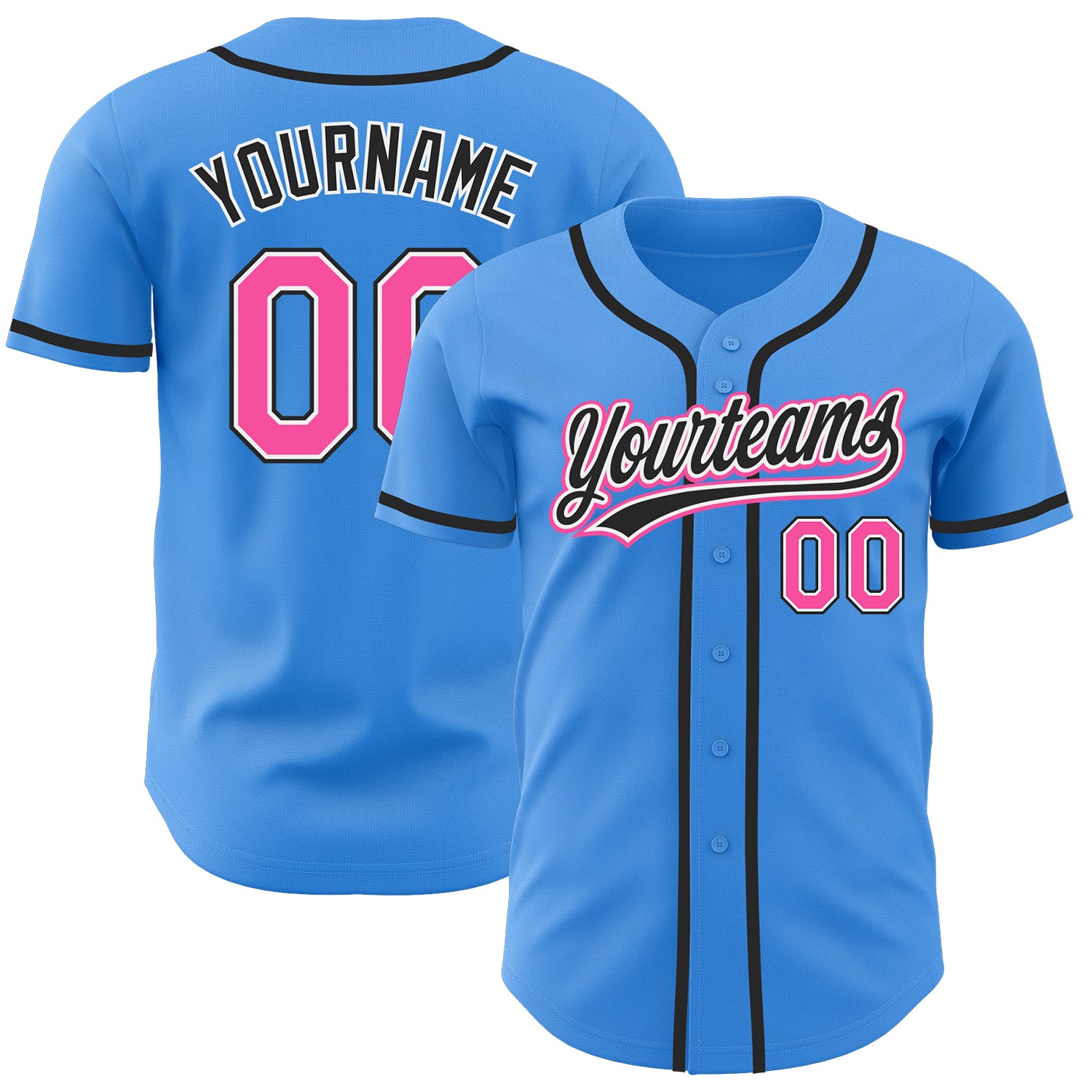 Personalized Electric Blue Pink Black Baseball Jersey for Men and Women Personalized Electric Blue Pink-Black Baseball Jersey