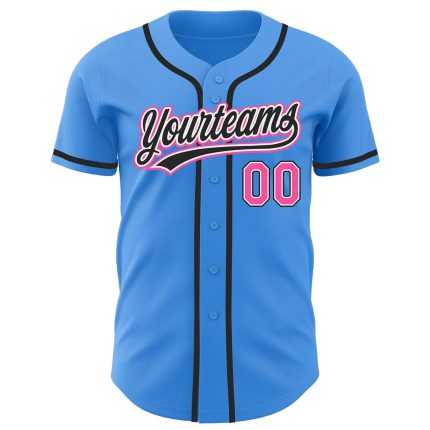 Personalized Electric Blue Pink Black Baseball Jersey for Men and Women Personalized Electric Blue Pink-Black Baseball Jersey