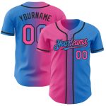 Personalized Electric Blue Pink Black Gradient Baseball Jersey Fashion Apparel Personalized Electric Blue Pink-Black Gradient