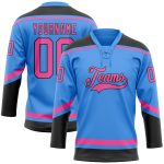 Personalized Electric Blue Pink Black Hockey Jersey Lace Neck for Men and Women Personalized Electric Blue Pink-Black Hockey