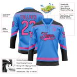 Personalized Electric Blue Pink Black Hockey Jersey Lace Neck for Men and Women Personalized Electric Blue Pink-Black Hockey