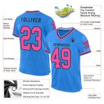 Custom Throwback Football Jersey - Personalized Electric Blue, Pink & Black Light Blue Mesh - Team Name & Number Personalized