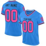 Custom Throwback Football Jersey - Personalized Electric Blue, Pink & Black Light Blue Mesh - Team Name & Number Personalized