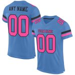 Custom Electric Blue Pink Black Mesh Football Jersey with Personalized Name and Number Personalized Electric Blue Pink-Black