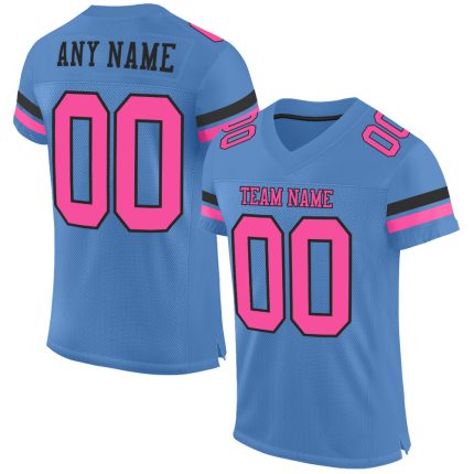 Custom Electric Blue Pink Black Mesh Football Jersey Personalized Electric Blue Pink-Black Mesh Football Jersey