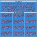 Personalized Electric Blue Pink Kelly Green Varsity Letterman Bomber Full-Snap Jacket Personalized Electric Blue Pink-Kelly