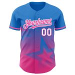 Custom Name & Number Personalized Twinkle Star 3D Pattern Baseball Jersey - Electric Blue Pink-White Gradient Style Personalized