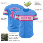 Personalized Electric Blue and Pink White Baseball Jersey - Authentic Design Personalized Electric Blue Pink-White Authentic