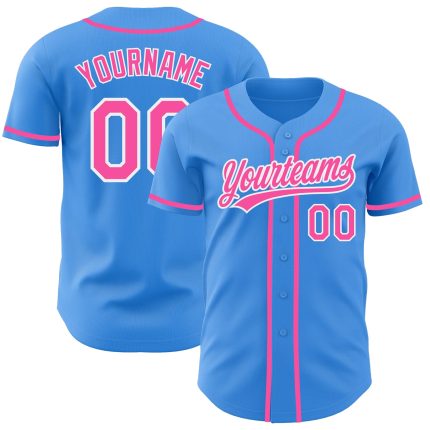 Custom Electric Blue Pink White Baseball Jersey with Personalized Name and Number - Authentic Team Gear Personalized Electric