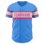 Personalized Electric Blue and Pink White Baseball Jersey for Men and Women Personalized Electric Blue Pink-White Baseball
