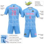 Custom Sublimation Volleyball Jersey with Electric Blue Pink-White Lines Splatter Art | Personalized Team Name and Number