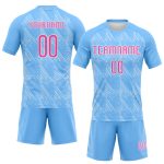 Custom Sublimation Volleyball Jersey with Electric Blue Pink-White Lines Splatter Art | Personalized Team Name and Number