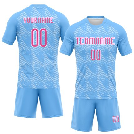 Custom Sublimation Volleyball Jersey with Electric Blue Pink-White Lines Splatter Art | Personalized Team Name and Number