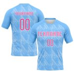 Custom Sublimation Volleyball Jersey with Electric Blue Pink-White Lines Splatter Art | Personalized Team Name and Number