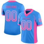 Custom Name and Number Football Jersey - Personalized Electric Blue Pink-White Mesh Drift Design Personalized Electric Blue