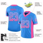 Custom Name and Number Football Jersey - Personalized Electric Blue Pink-White Mesh Drift Design Personalized Electric Blue