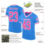 Personalized Electric Blue Pink White Throwback Football Jersey for Men and Women Personalized Electric Blue Pink-White Mesh