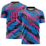 Custom Soccer Jersey with Personalized Name and Number - Electric Blue Pink-White Sublimation Uniform Personalized Electric
