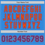 Custom Team Bomber Jacket with Electric Blue Purple-Orange Color, Personalized Name and Number, Full-Snap Varsity Style Personalized