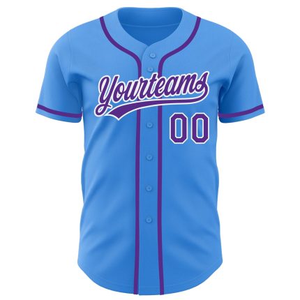 Custom Name and Number Electric Blue Purple White Authentic Baseball Jersey - Personalized Team Apparel Personalized Electric