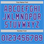 Electric Blue Purple White Personalized Varsity Letterman Bomber Full-Snap Jacket Personalized Electric Blue Purple-White