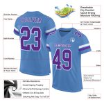 Customizable Electric Blue Purple White Football Jersey with Name & Number - Authentic Team Apparel Personalized Electric