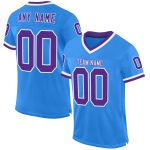 Custom Electric Blue Purple White Mesh Football Jersey with Personalized Name and Number - Authentic Throwback Style Personalized