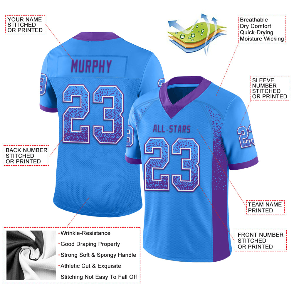 Personalized Electric Blue Purple White Mesh Fashion Football Jersey Personalized Electric Blue Purple-White Mesh Drift Fashion - Image 3