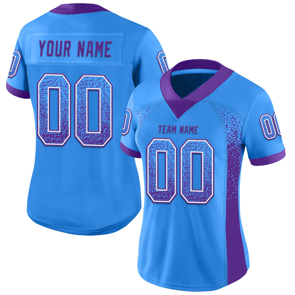 Personalized Electric Blue Purple-White Mesh Drift Fashion Football Jersey Team Custom Name and Number Custom Electric Blue Purple-White Mesh Drift Football Jersey with Personalized Name and Number Personalized Electric Blue - Image 2
