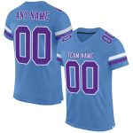 Personalized Electric Blue Purple White Football Jersey - Custom Mesh Jersey Personalized Electric Blue Purple-White Mesh
