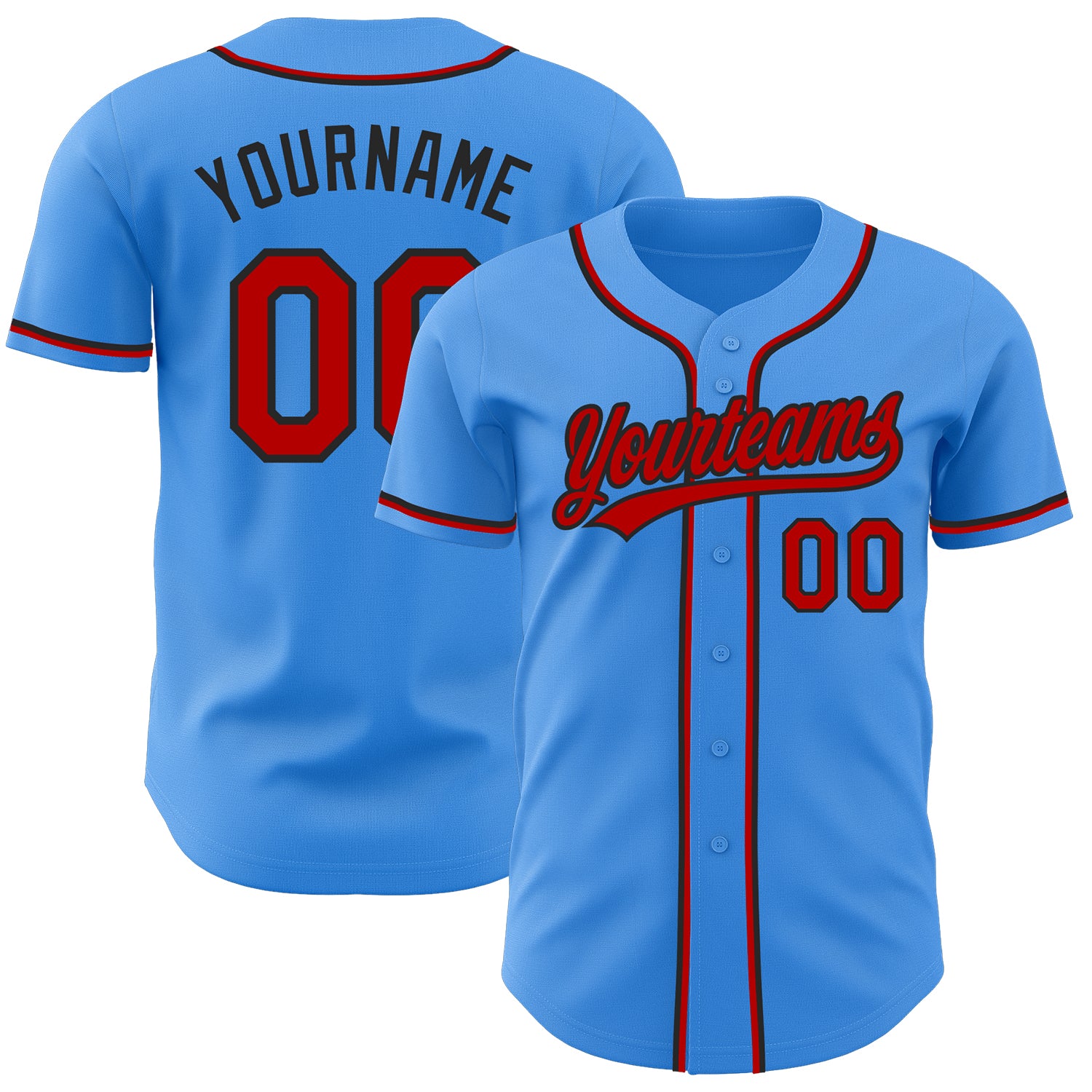 Custom Name Number Baseball Jersey - Personalized Electric Blue Red Black Authentic Team Gear Personalized Electric Blue