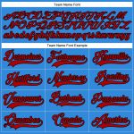 Personalized Electric Blue Red Black Hockey Jersey with Lace Neck Design Personalized Electric Blue Red-Black Hockey Lace