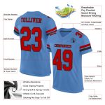 Custom Electric Blue Red-Black Mesh Football Jersey for Men and Women Personalized Electric Blue Red-Black Mesh Football
