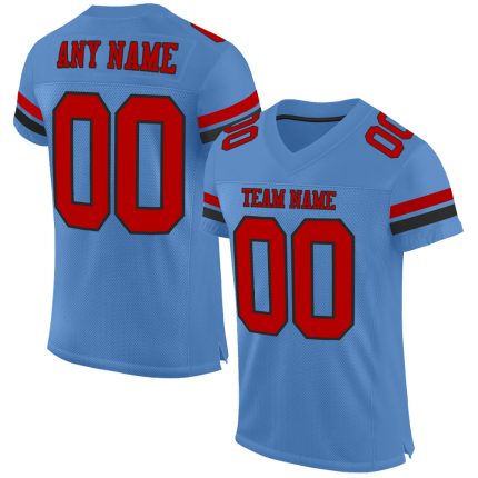 Custom Electric Blue Red-Black Mesh Football Jersey for Men and Women Personalized Electric Blue Red-Black Mesh Football