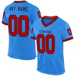 Personalized Throwback Football Jersey in Electric Blue Red-Black Mesh Personalized Electric Blue Red-Black Mesh Throwback