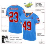 Personalized Electric Blue Red Cream Football Jersey - Retro Mesh Style Personalized Electric Blue Red-Cream Mesh Throwback