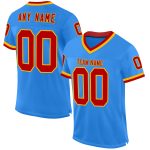 Personalized Electric Blue Red Gold Throwback Football Jersey for Men Personalized Electric Blue Red-Gold Mesh Throwback