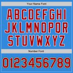 Personalized Varsity Letterman Jacket in Electric Blue and Red-Kelly Green Bomber Style Full-Snap Design Personalized Electric