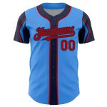 Personalized Electric Blue Red Navy Baseball Jersey with Arm Shapes - 3 Colors Available Personalized Electric Blue Red-Navy