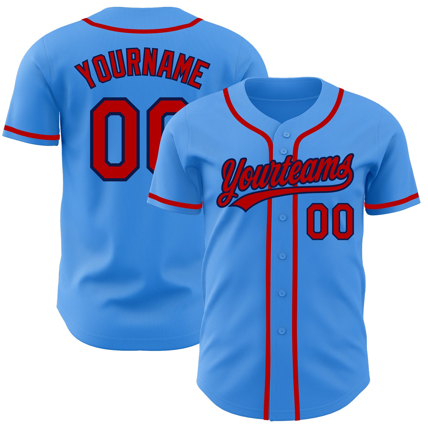 Custom Name and Number Personalized Authentic Baseball Jersey in Electric Blue Red-Navy Personalized Electric Blue Red-Navy